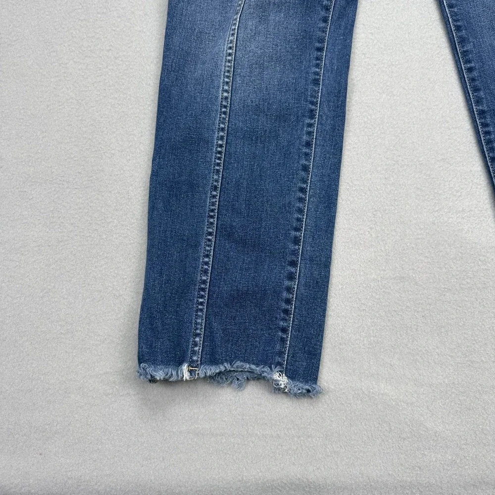 ANA Women's‎ Jeans Size 6 High Rise Stretch Panel Straight Leg Crop Raw Hem